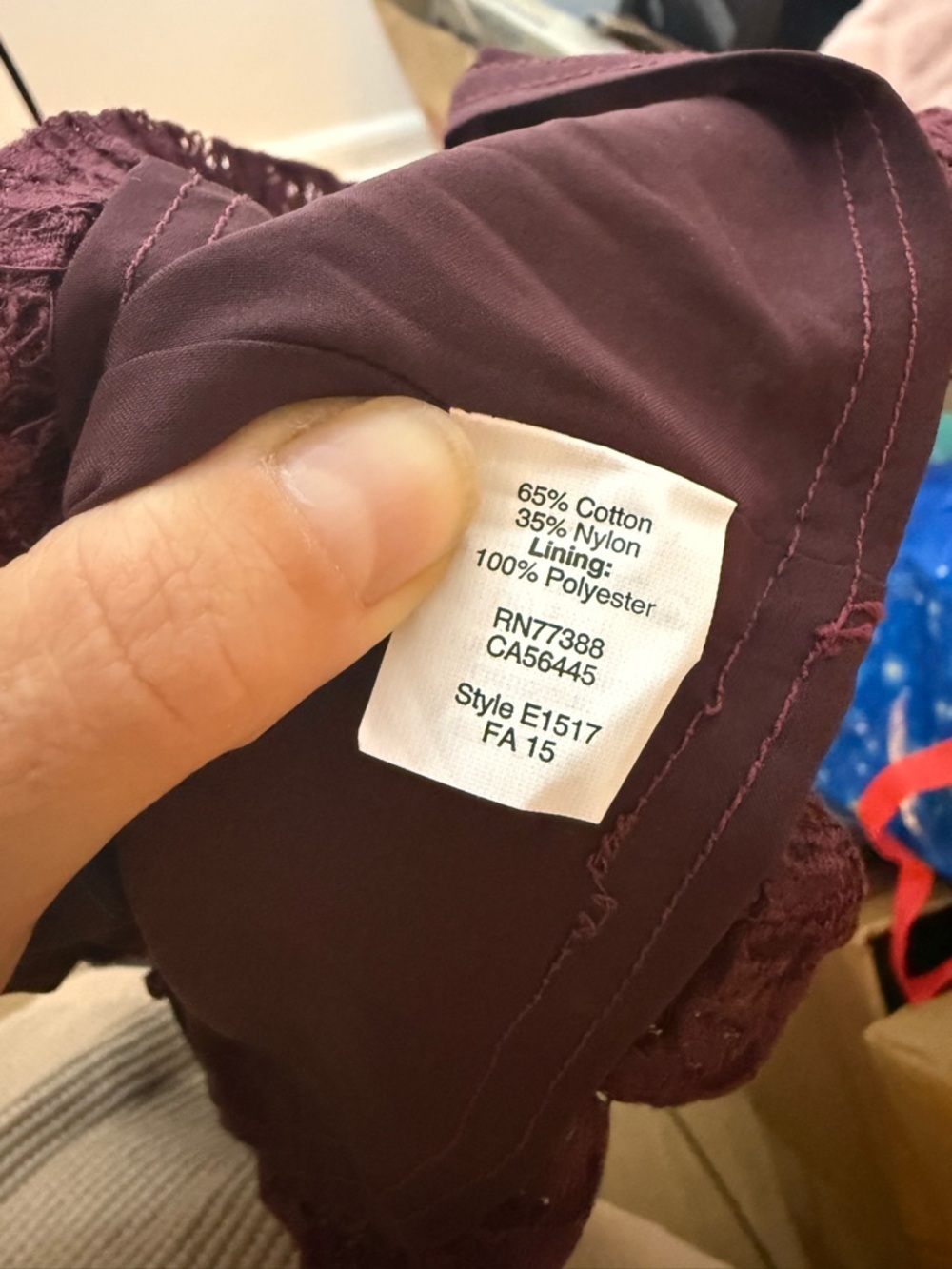 Madewell Burgundy Short Sleeve Floral Lace Shift Dress - Picture 5 of 6